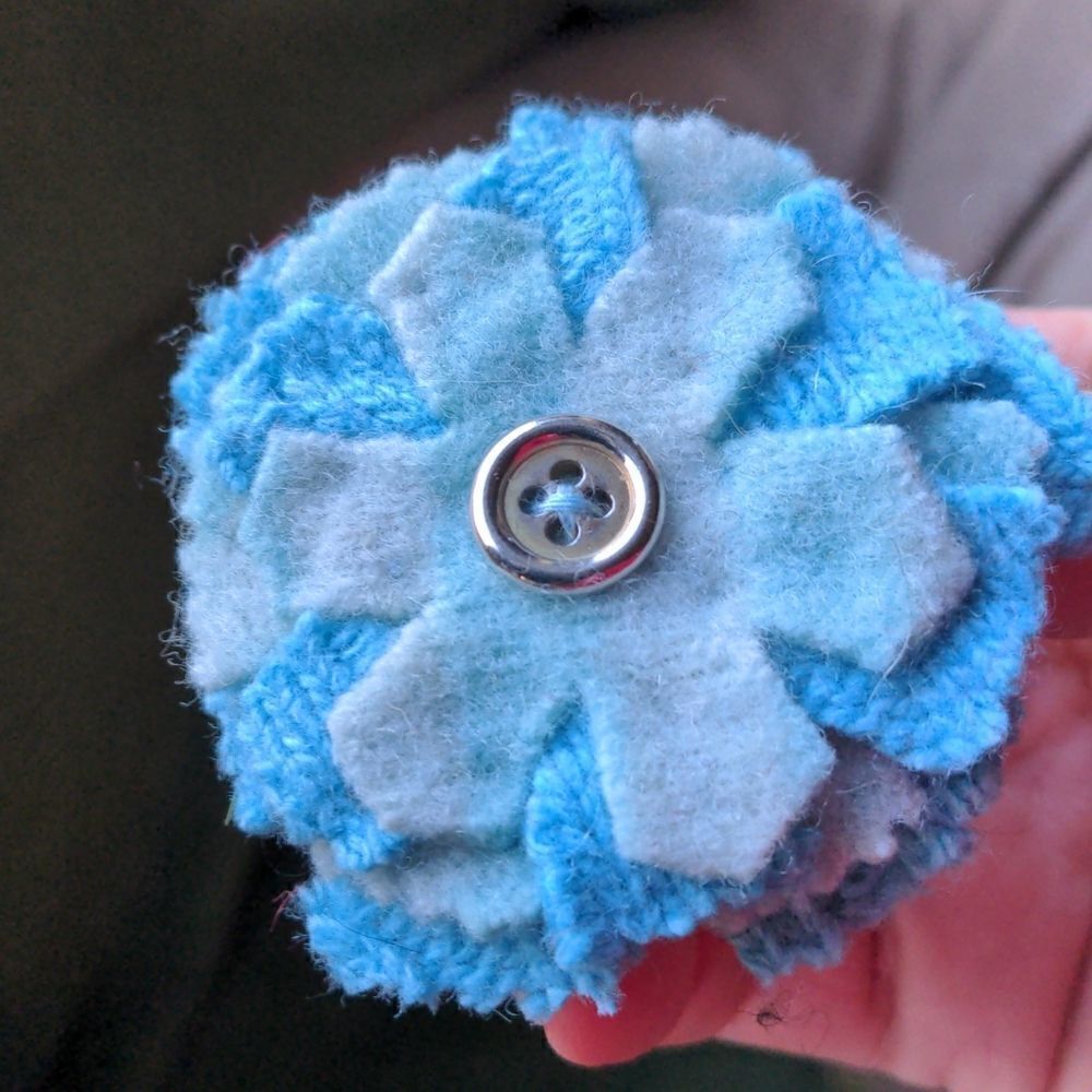 ⭐3 for $20⭐ Upcycled Felted Wool Flower Pin - Picture 2 of 5
